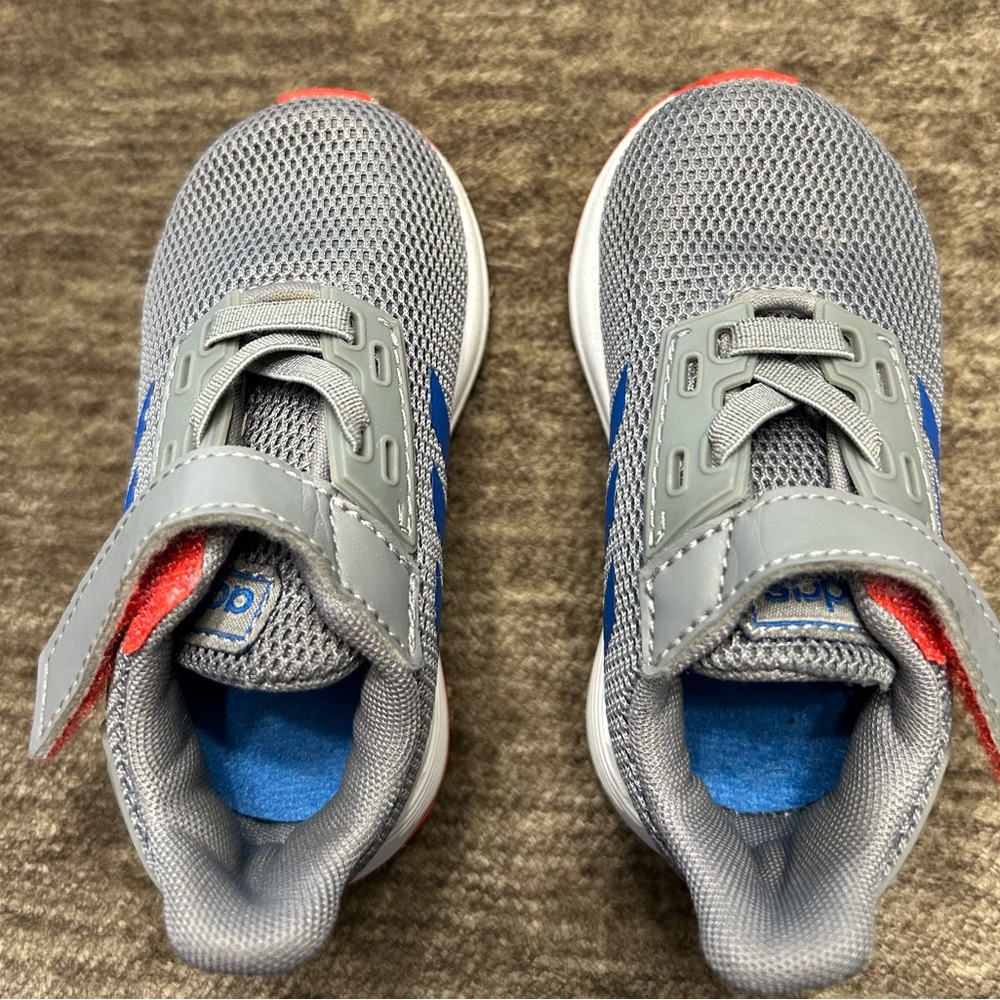Adidas Kids Sneakers in Gray, Blue, and Red